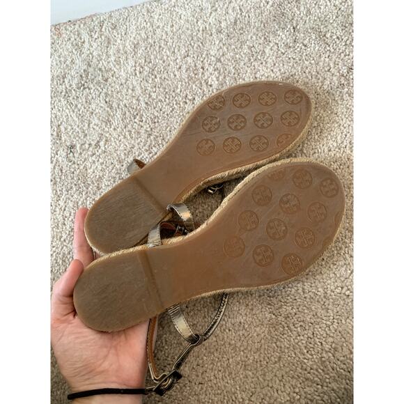 Tory Burch Adjustable Silver Jute Strappy Sandals Size 8 - Picture 7 of 7